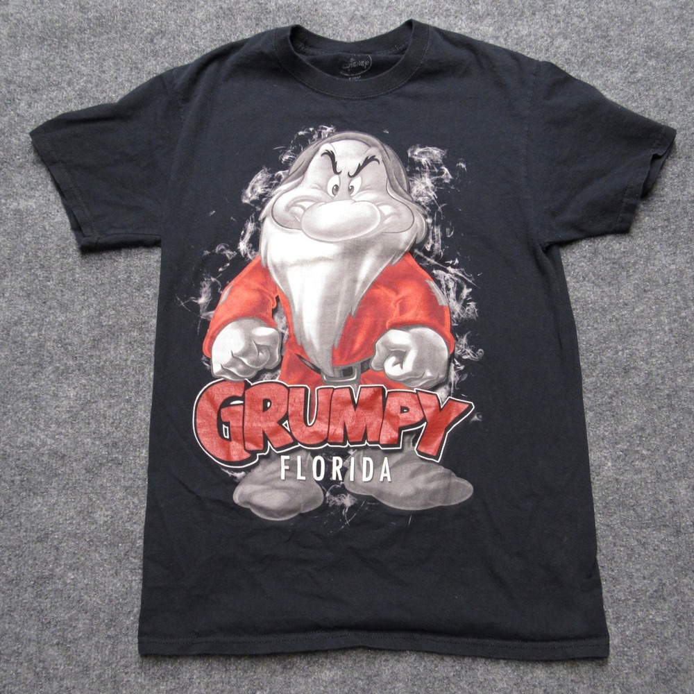 Disney Grumpy Florida T Shirt Mens Small Black Snow White Seven Dwarfs AB1010